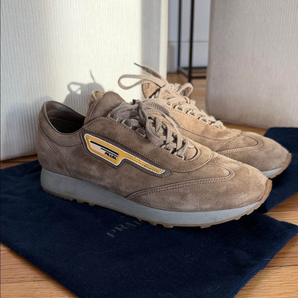 Prada Men's Tan Suede Sneakers